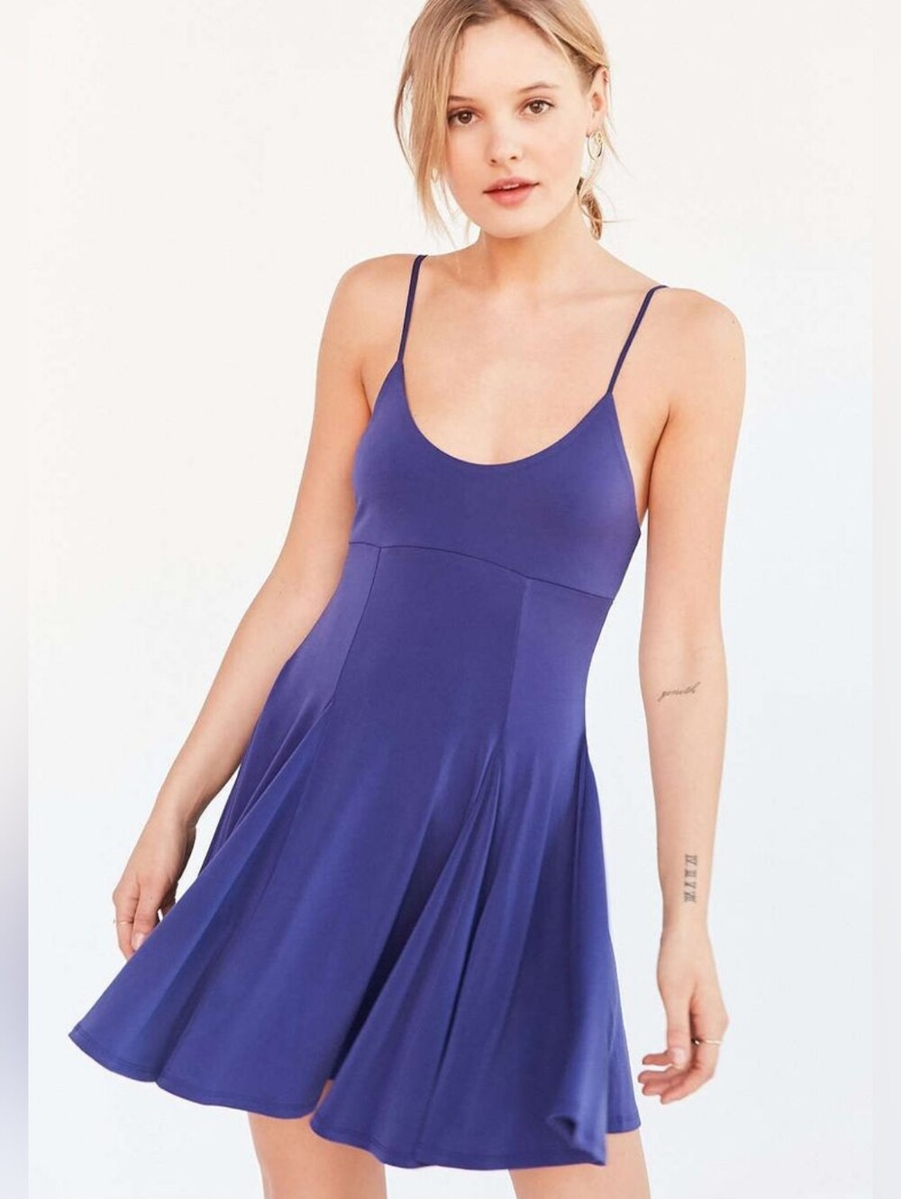Silence + Noise Dark Blue Mini Dress